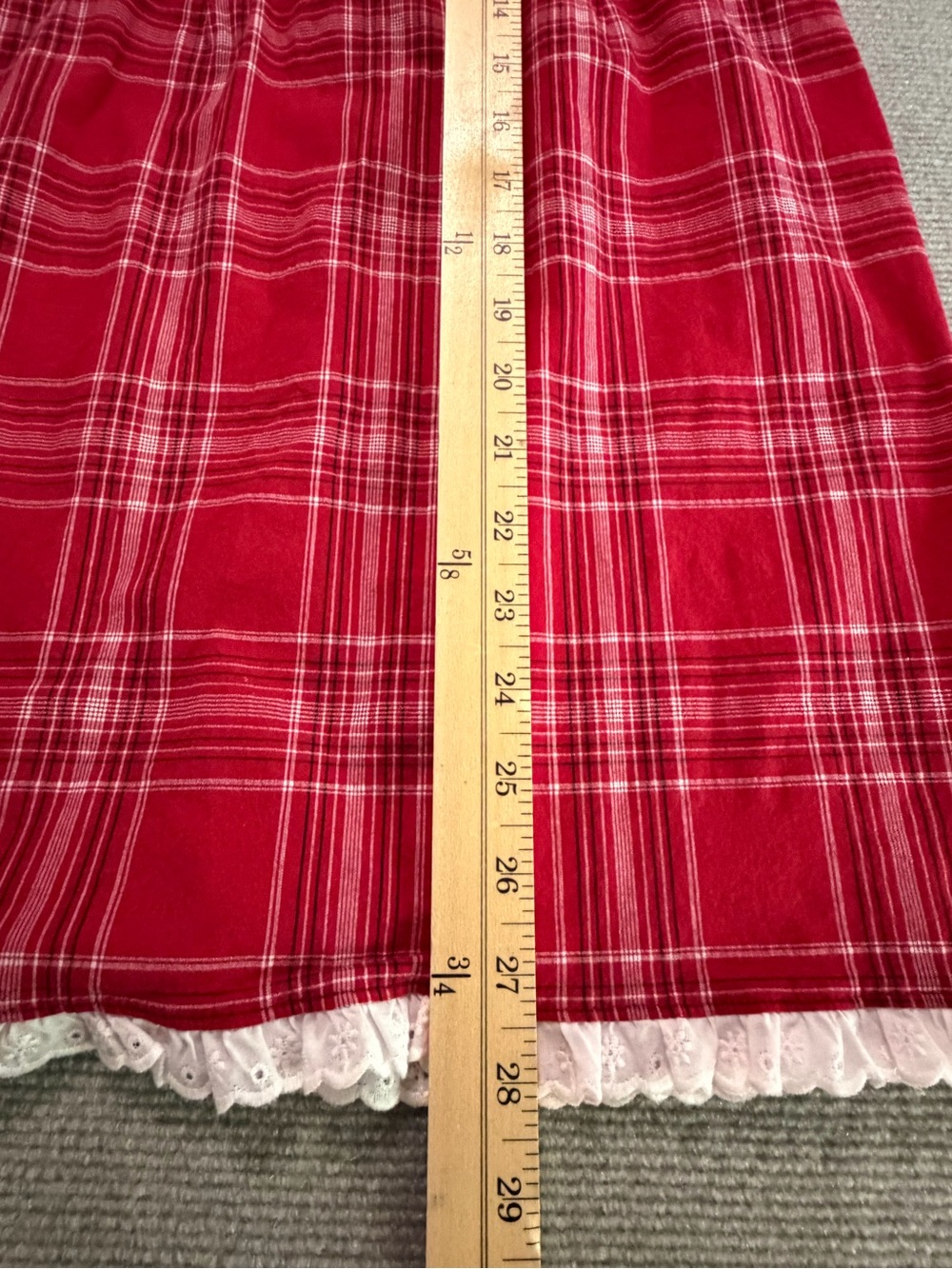 Y2K Jodi Kristopher Red Plaid Lace Trim Babydoll Slip Dress Sz 9/10 4th of July - Picture 13 of 13